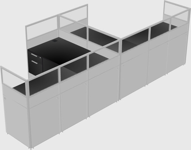 Shared l-shaped cubicle