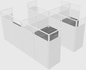 Shared l-shaped cubicle