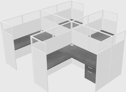 Shared l-shaped cubicle