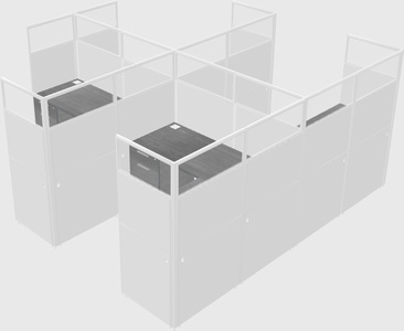 Shared l-shaped cubicle