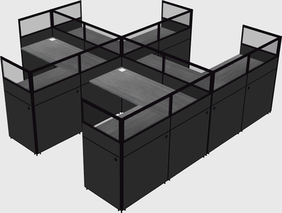 Shared l-shaped cubicle