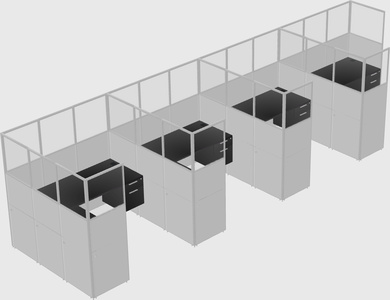 Shared l-shaped cubicle