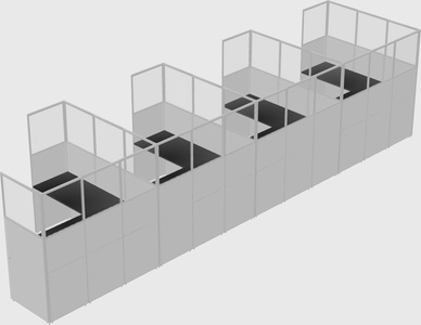 Shared l-shaped cubicle