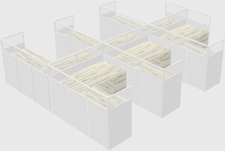 Shared l-shaped cubicle