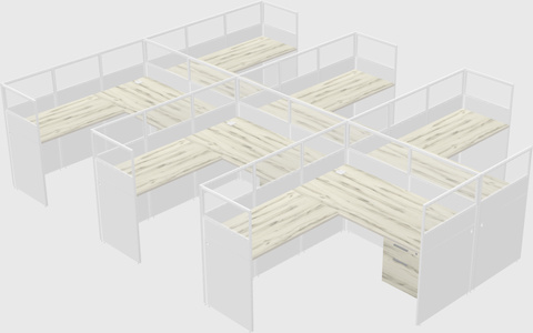 Shared l-shaped cubicle
