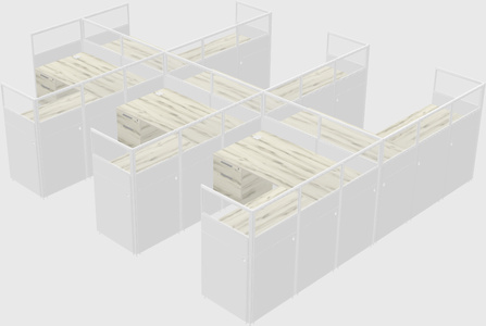 Shared l-shaped cubicle