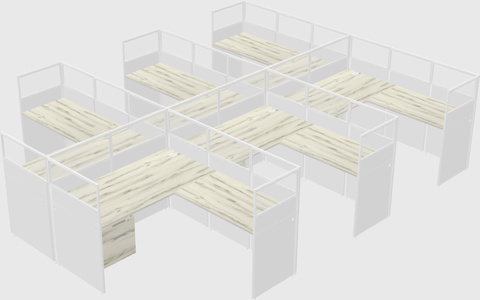 Shared l-shaped cubicle