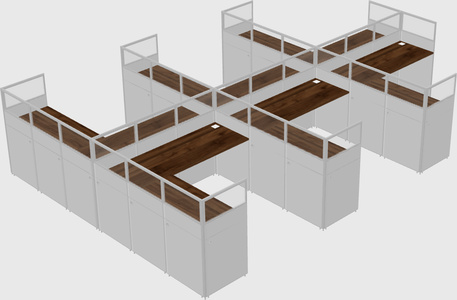 Shared l-shaped cubicle