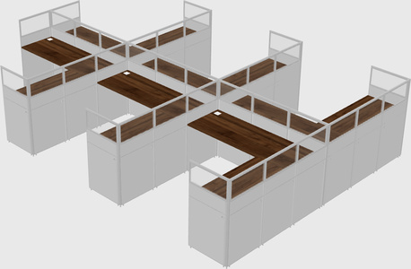 Shared l-shaped cubicle