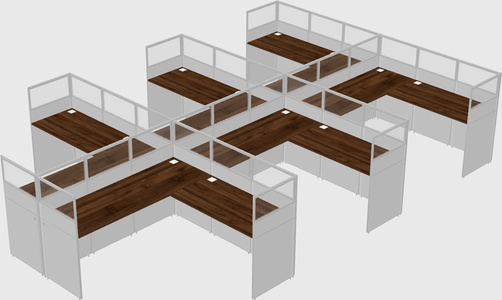 Shared l-shaped cubicle