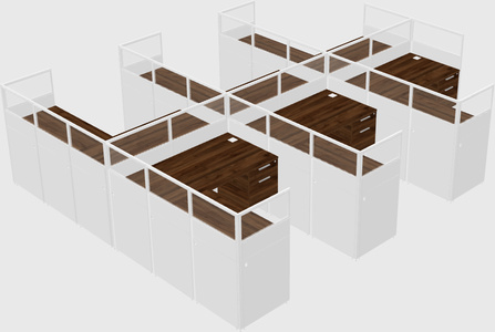 Shared l-shaped cubicle