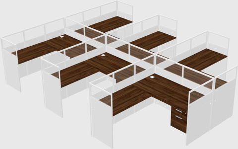 Shared l-shaped cubicle