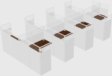 Shared l-shaped cubicle