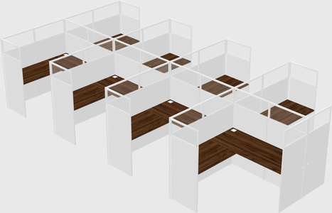 Shared l-shaped cubicle