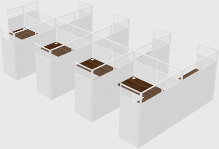 Shared l-shaped cubicle