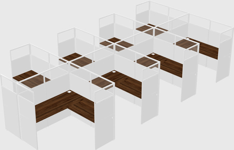 Shared l-shaped cubicle