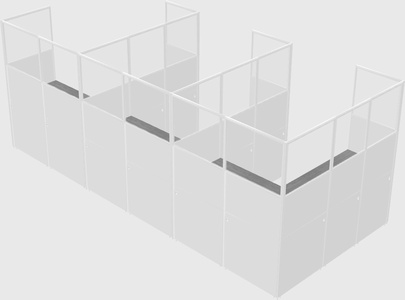 Shared l-shaped cubicle