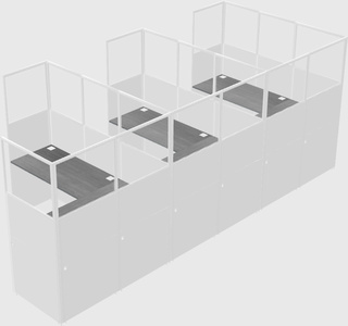 Shared l-shaped cubicle