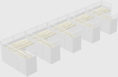 Shared l-shaped cubicle