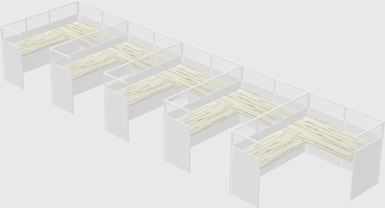 Shared l-shaped cubicle