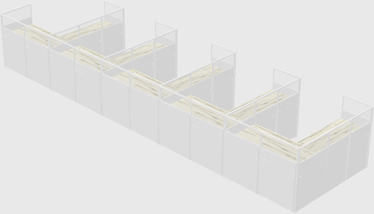 Shared l-shaped cubicle