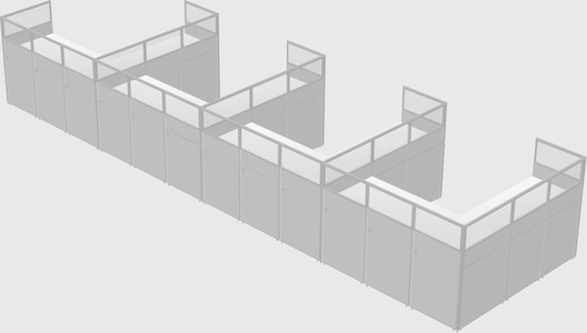 Shared l-shaped cubicle