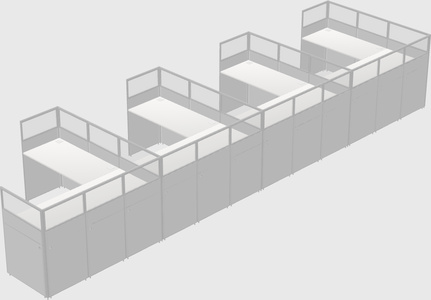 Shared l-shaped cubicle