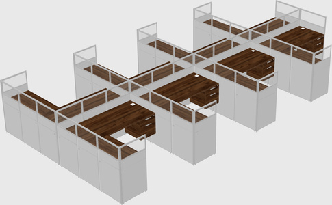 Shared l-shaped cubicle