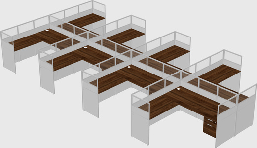 Shared l-shaped cubicle