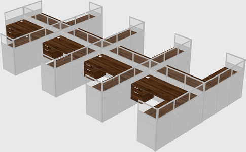 Shared l-shaped cubicle