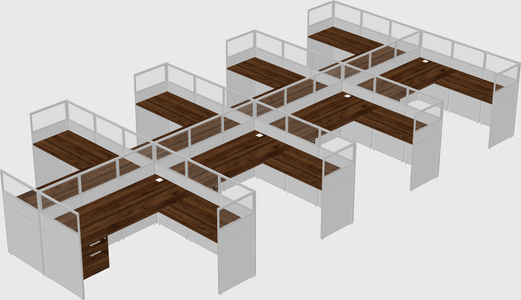 Shared l-shaped cubicle