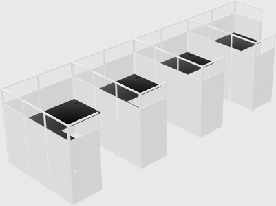 Shared l-shaped cubicle