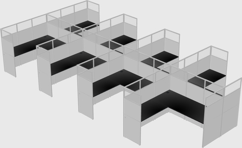 Shared l-shaped cubicle