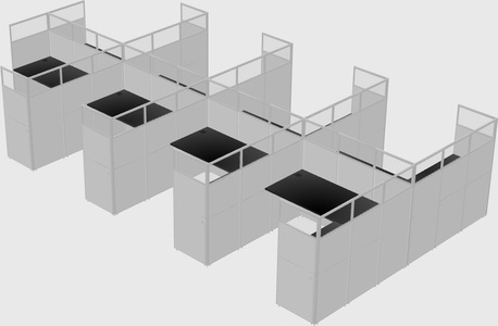 Shared l-shaped cubicle
