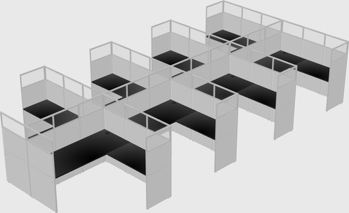Shared l-shaped cubicle