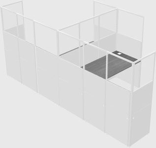 Shared l-shaped cubicle