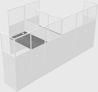 Shared l-shaped cubicle
