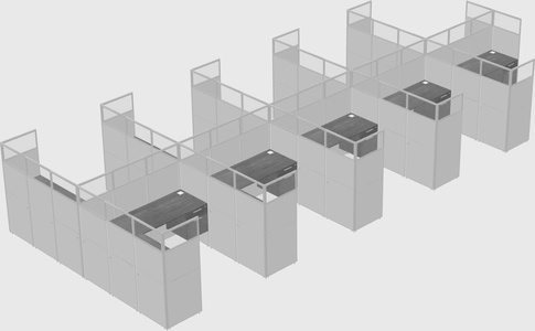 Shared l-shaped cubicle