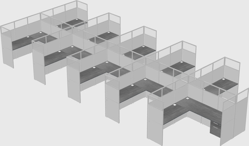 Shared l-shaped cubicle