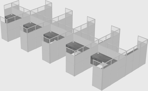 Shared l-shaped cubicle