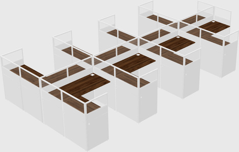 Shared l-shaped cubicle