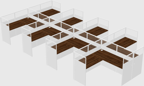 Shared l-shaped cubicle