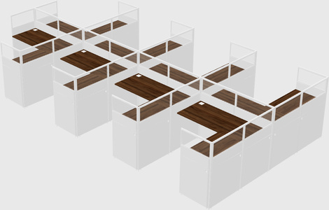 Shared l-shaped cubicle
