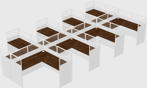 Shared l-shaped cubicle