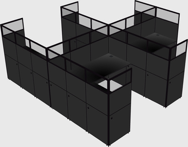 Shared l-shaped cubicle