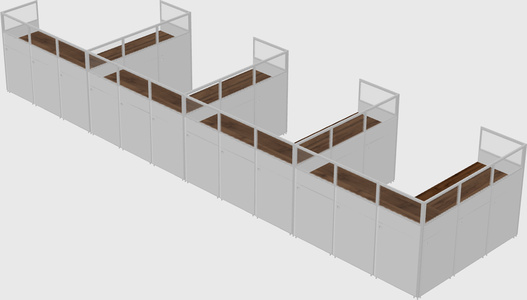 Shared l-shaped cubicle