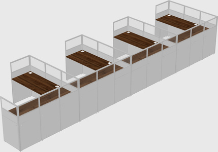 Shared l-shaped cubicle