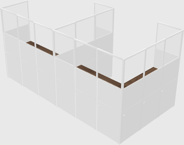 Shared l-shaped cubicle