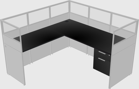 Shared l-shaped cubicle