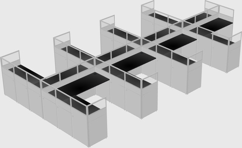 Shared l-shaped cubicle